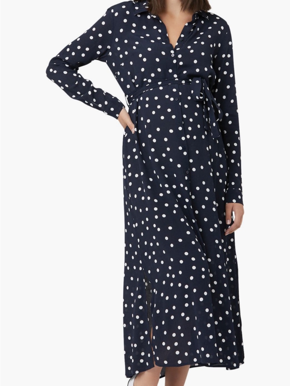Ripe Maternity - Navy Polka Dot Maternity Maxi Dress